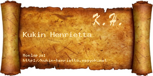 Kukin Henrietta névjegykártya